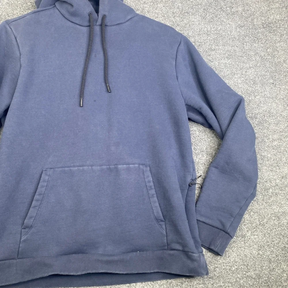 Hill City Mens Navy Blue Fleece Pullover Hoodie Sweatshirt Medium Zip Pocket